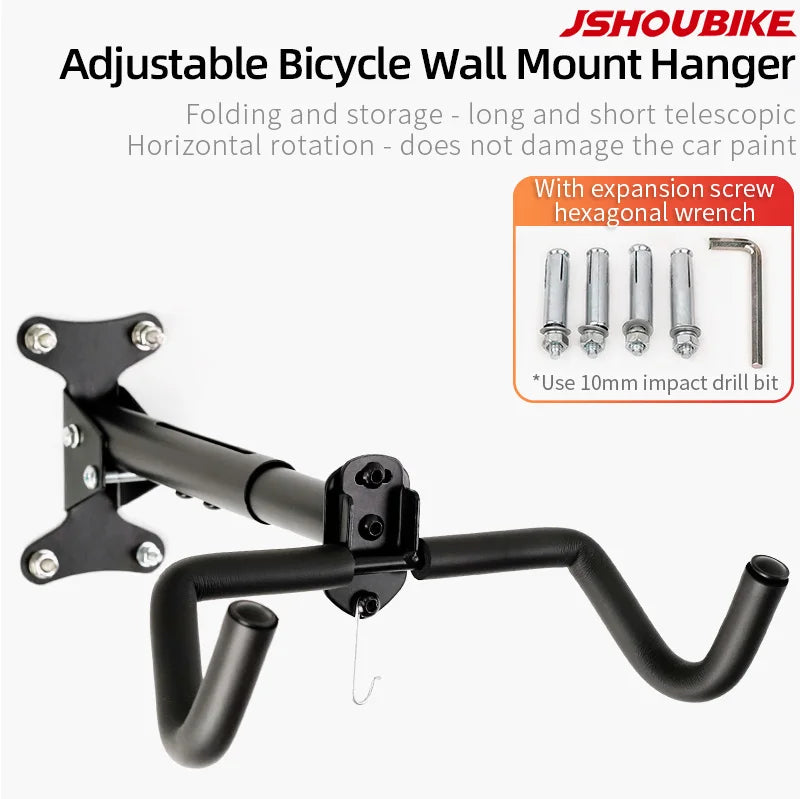 JSHOU BIKE Wall Mount Garage Bike Rack Adjustable Hanger Storage Bike Garage Home,Horizontal Bike Hook Bike Holder MTB/Road Bike