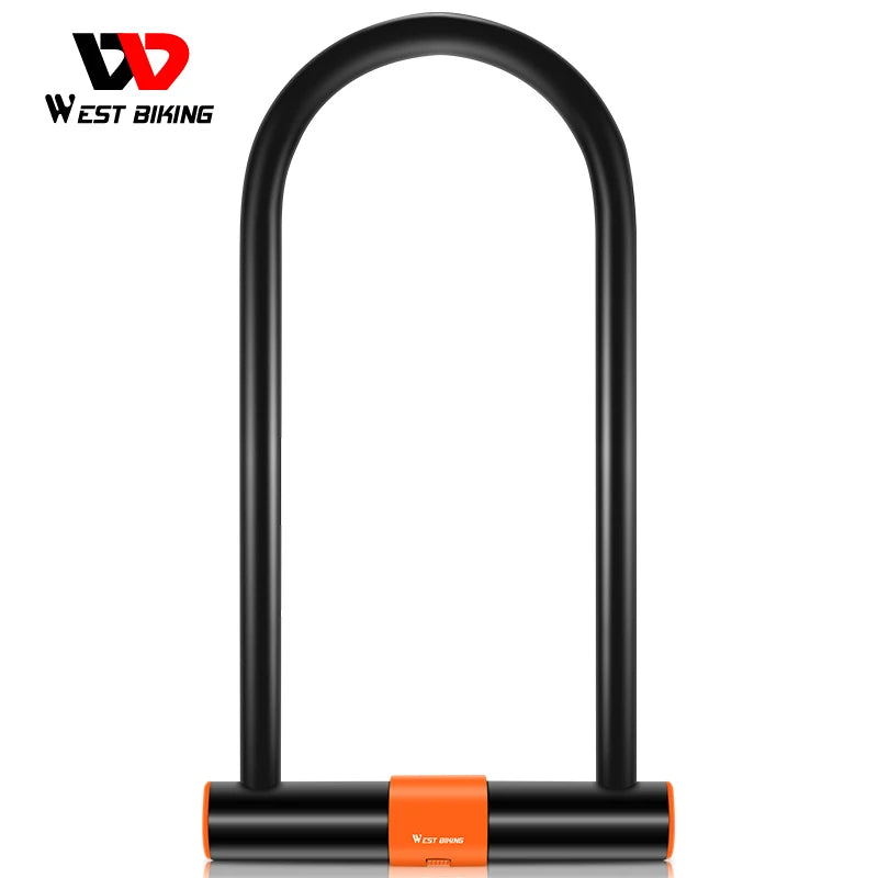 WEST BIKING Carbon Steel Bike U Lock Anti-Theft Secure MTB Road Bicycle Lock Motorcycle Scooter Cycling Accessories