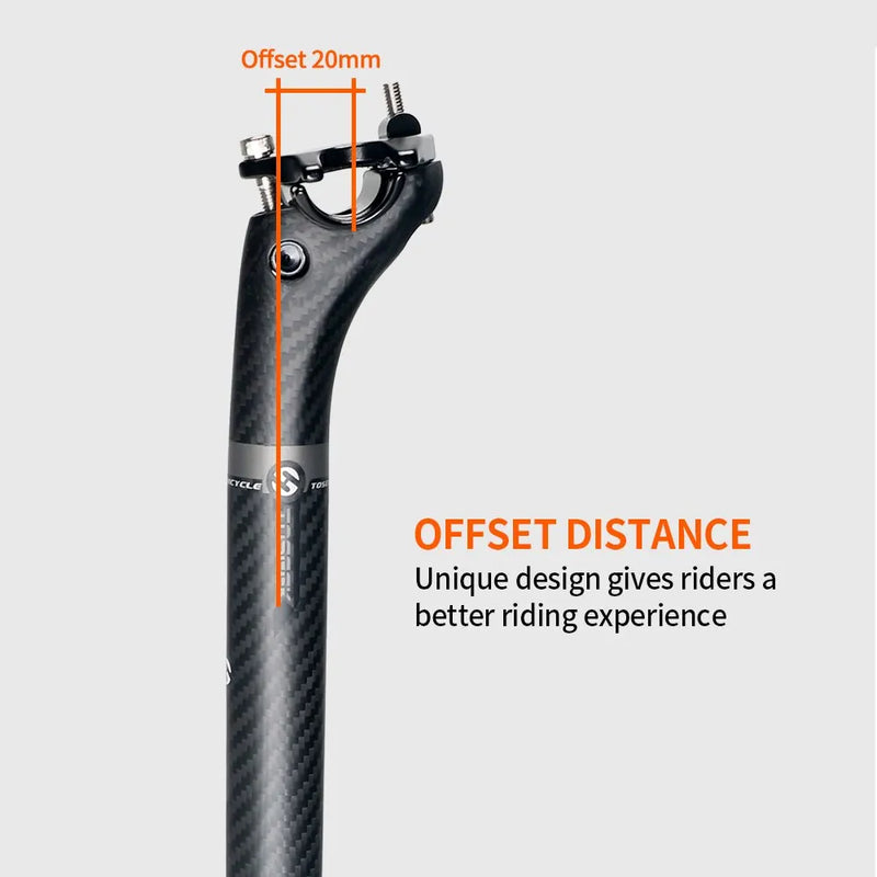 TOSEEK Seatpost Carbon 3K Weave Matt Offset 20mm Seat Post 27.2/31.6mm Length 350/400mm Bicycle SeatPost Parts MTB Carbon Canoe