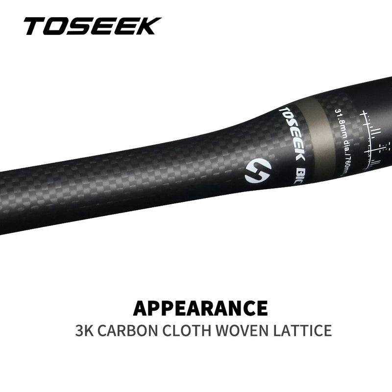 TOSEEK Grey Matte 3K Carbon Handlebar Bike MTB Flat Or Rise Handlebar Mountain Bicycle Parts For Stem Diameter 31.8mm