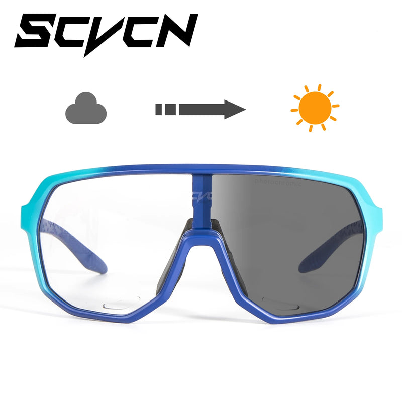 SCVCN Photochromic Sports Sunglasses Cycling Glasses for Men Mountain MTB Bike Road Bicycle Cycle Goggles UV400 Women Driving