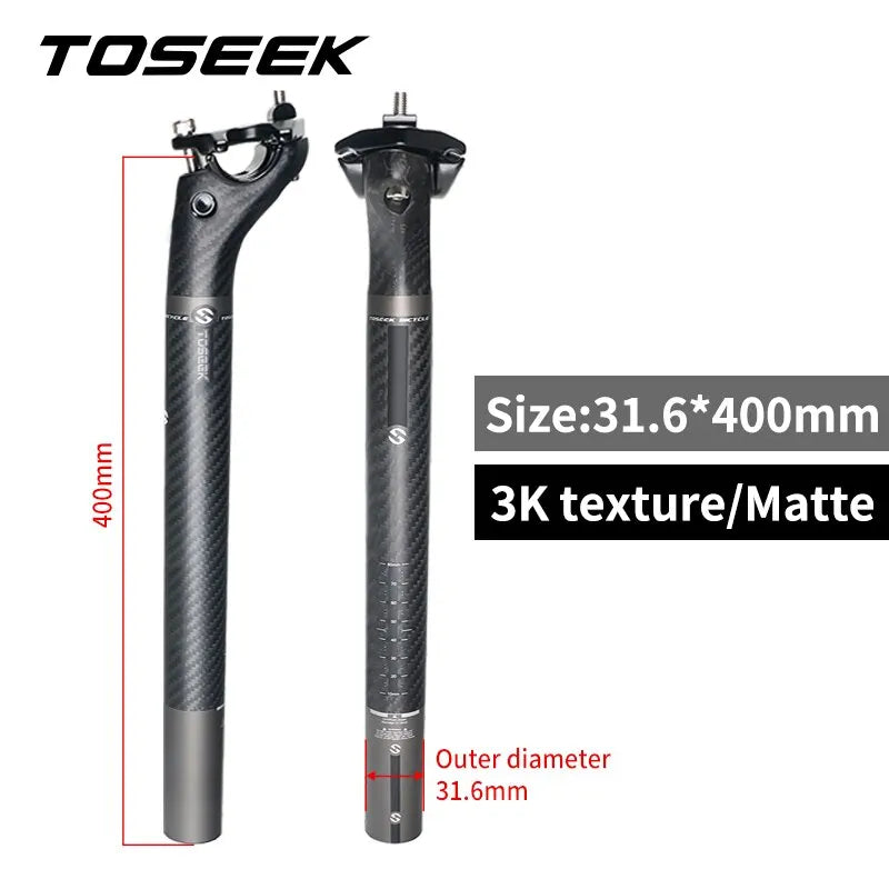 TOSEEK Seatpost Carbon 3K Weave Matt Offset 20mm Seat Post 27.2/31.6mm Length 350/400mm Bicycle SeatPost Parts MTB Carbon Canoe