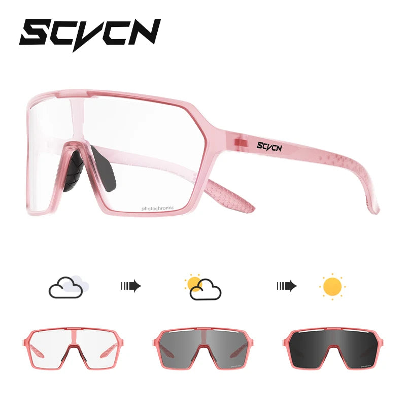 SCVCN Photochromic Sports Sunglasses Cycling Glasses for Men Mountain MTB Bike Road Bicycle Cycle Goggles UV400 Women Driving