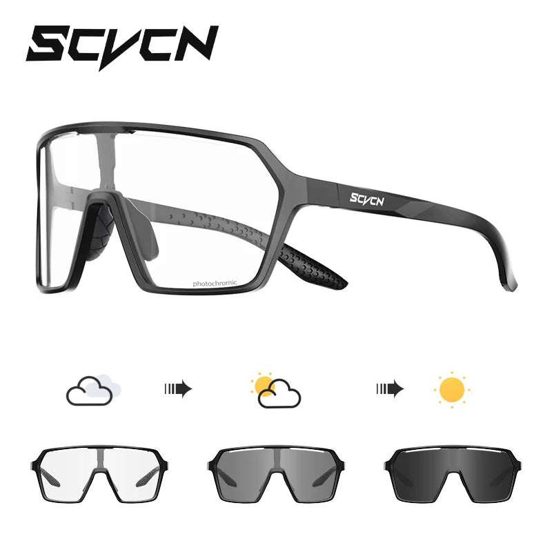 SCVCN Photochromic Sports Sunglasses Cycling Glasses for Men Mountain MTB Bike Road Bicycle Cycle Goggles UV400 Women Driving