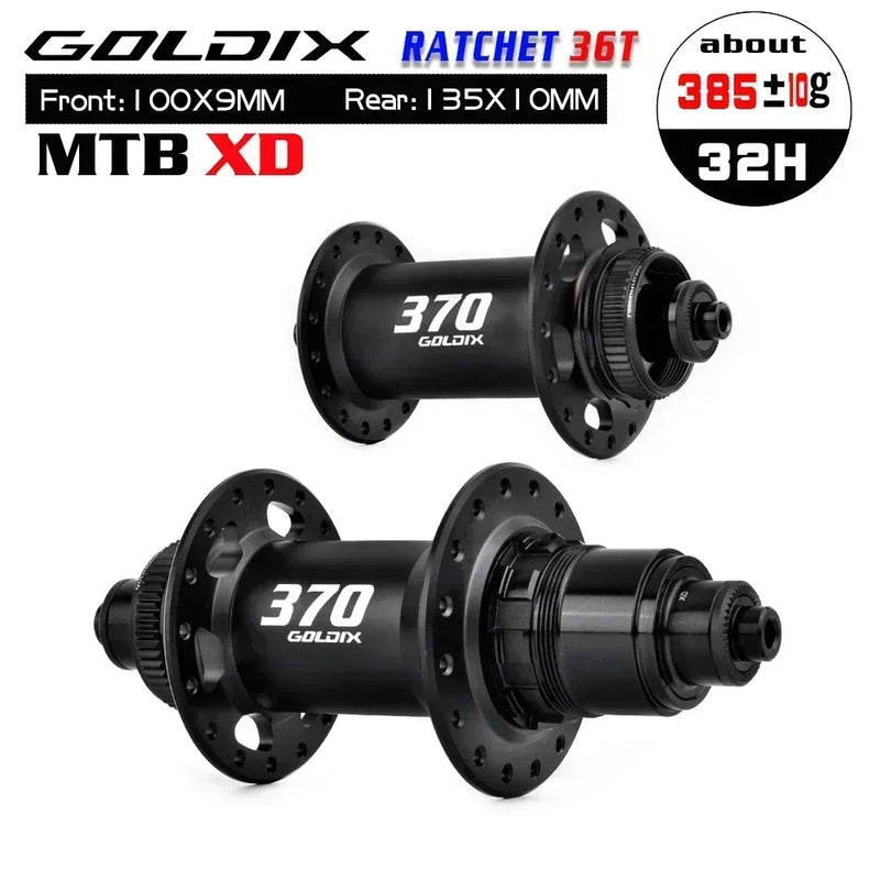 GOLDIX GDX370 32H Bicycle Hub Sealed Bearing Center Lock Disc Brake J-Bend 32 Holes Ratchet 36T BOOST MTB Hub for Shimano SRAM